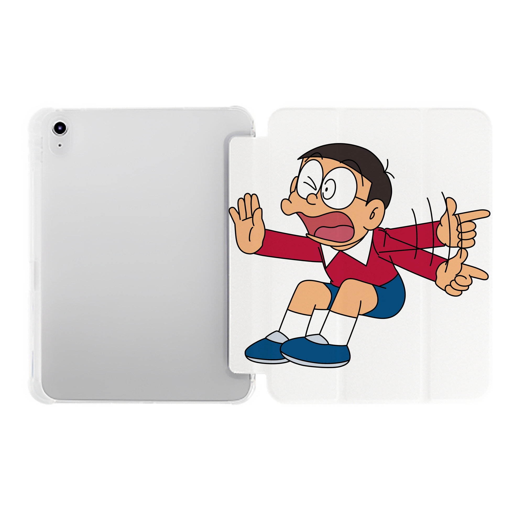 （画像用） ドラえもん 野比 のび太 Doraemon Nobita Nobi IPad ケース ペン収納付き 三つ折りスタンド PUレザー×シリコン 対応機種9.5/10.5/10.9インチ